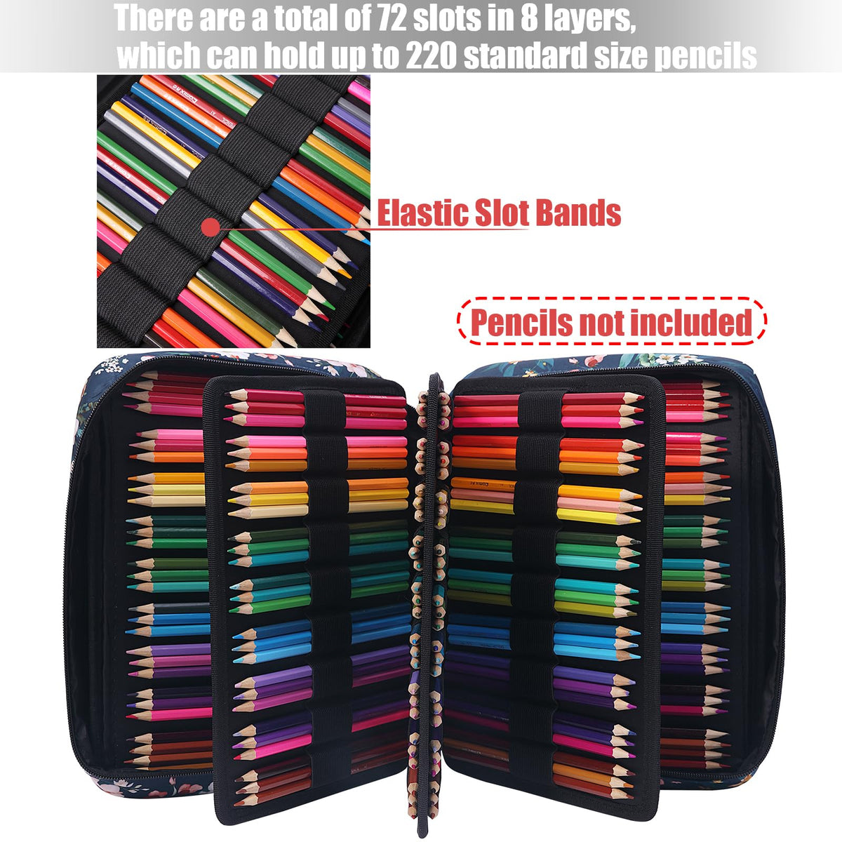 AYVANBER Colored Pencil Case 220 Slots Pen Holder,Waterproof Organizer Bag Portable Handy Painting