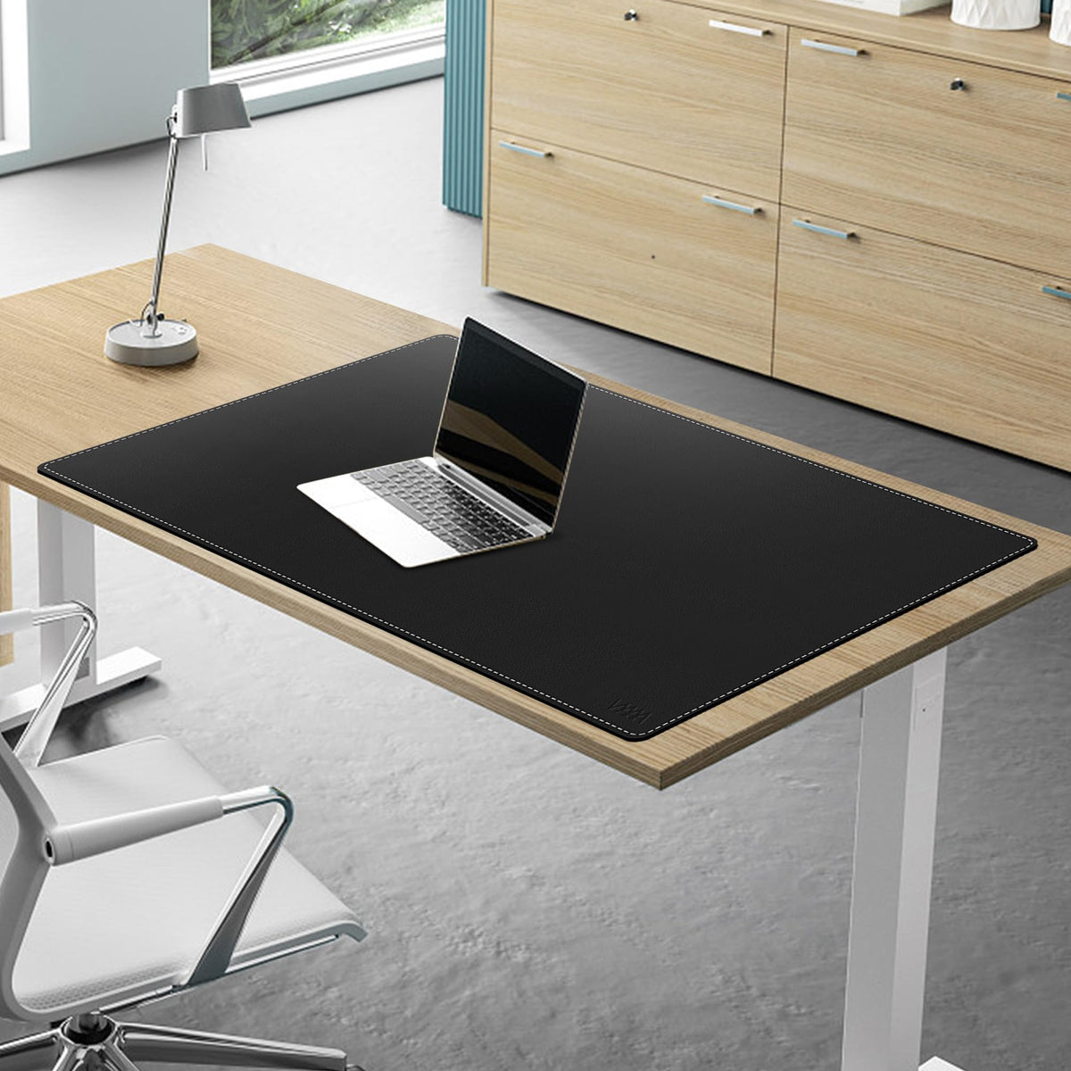 Vyaaa 40"x24" PU Leather Office Desk Pad Mat, Waterproof Mouse Pad, Black