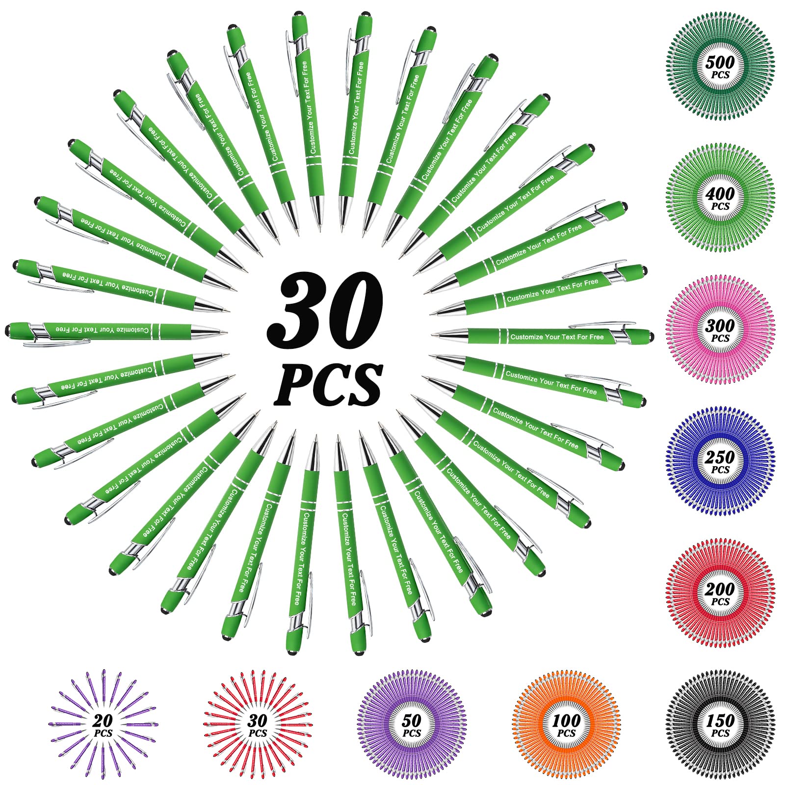 Max 500 Pcs Personalized Pens Bulk, Custom Pens with Free Engraving, Customized Stylus Tip