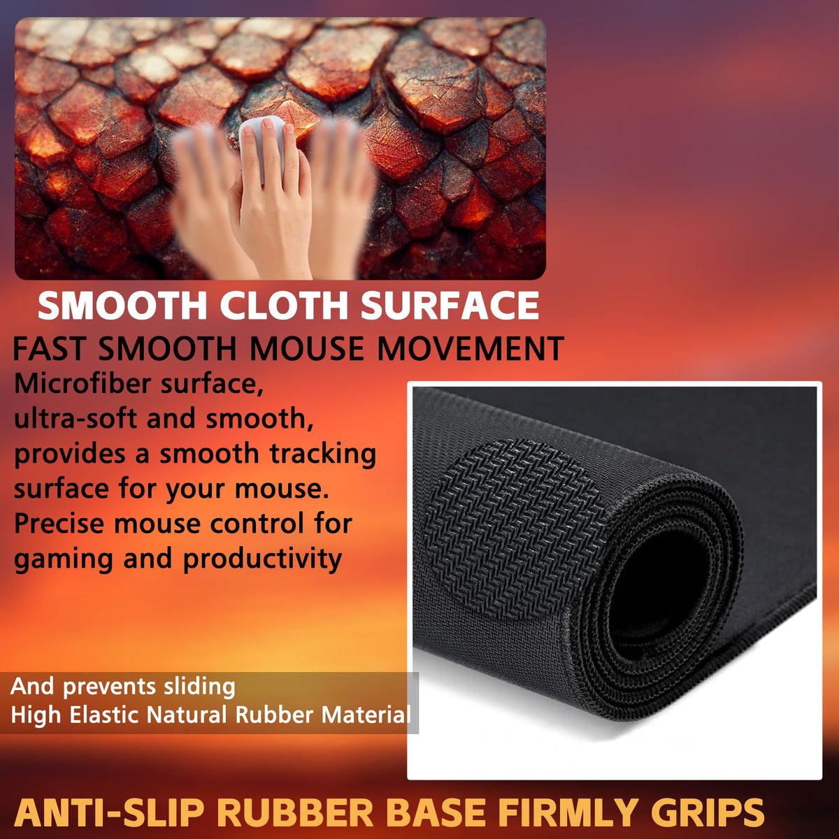 KOAIWPAE Desk Mat, Red Fire Dragon Scales Desk Pad, Cool Dragon Large Gaming Mouse Pad for Desk
