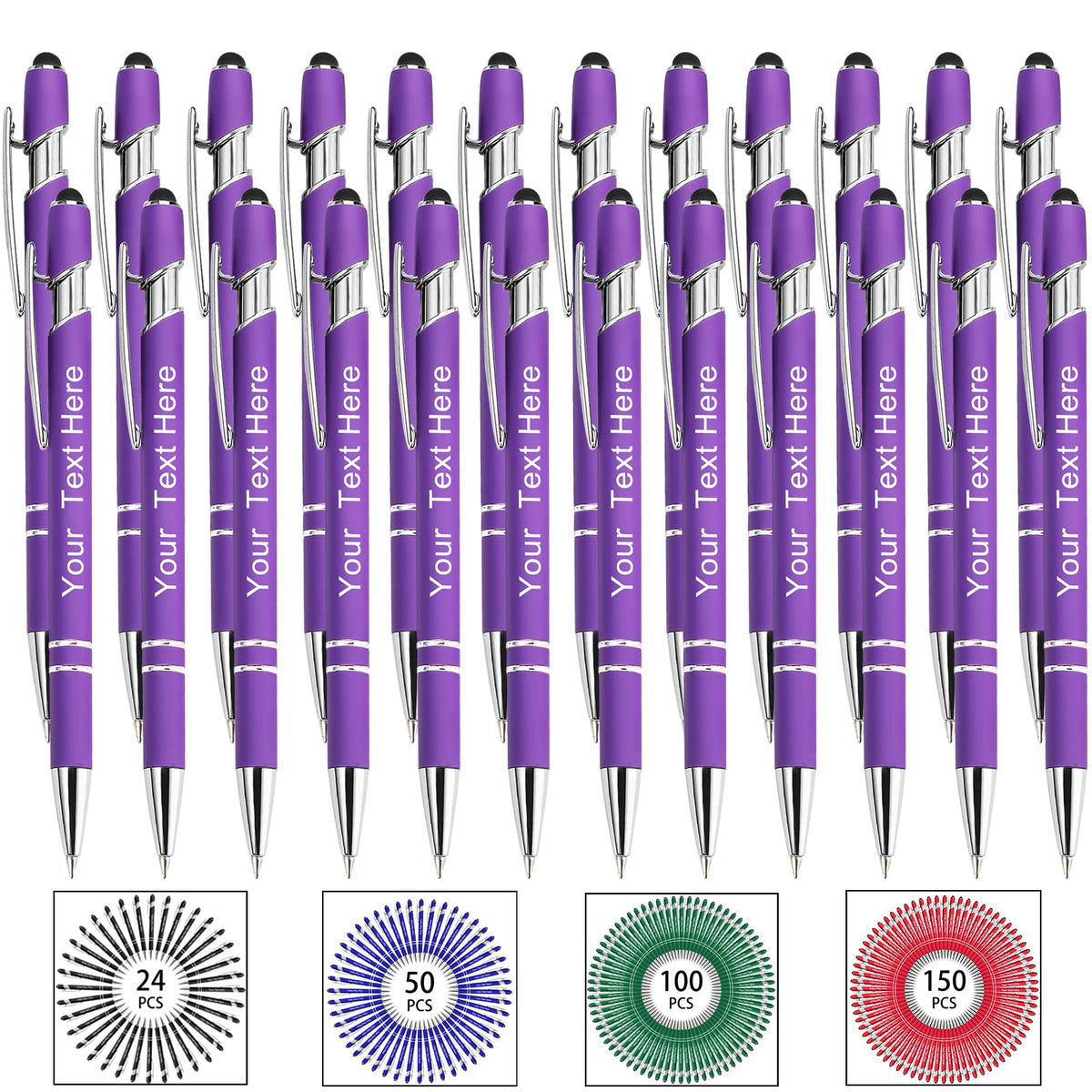 Hapelf Up to 500 Bulk Personalized Pens Custom Engraved Ballpoint Pen with Stylus Tip Retractable