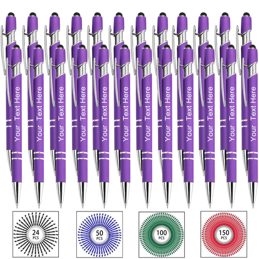 Hapelf Up to 500 Bulk Personalized Pens Custom Engraved Ballpoint Pen with Stylus Tip Retractable