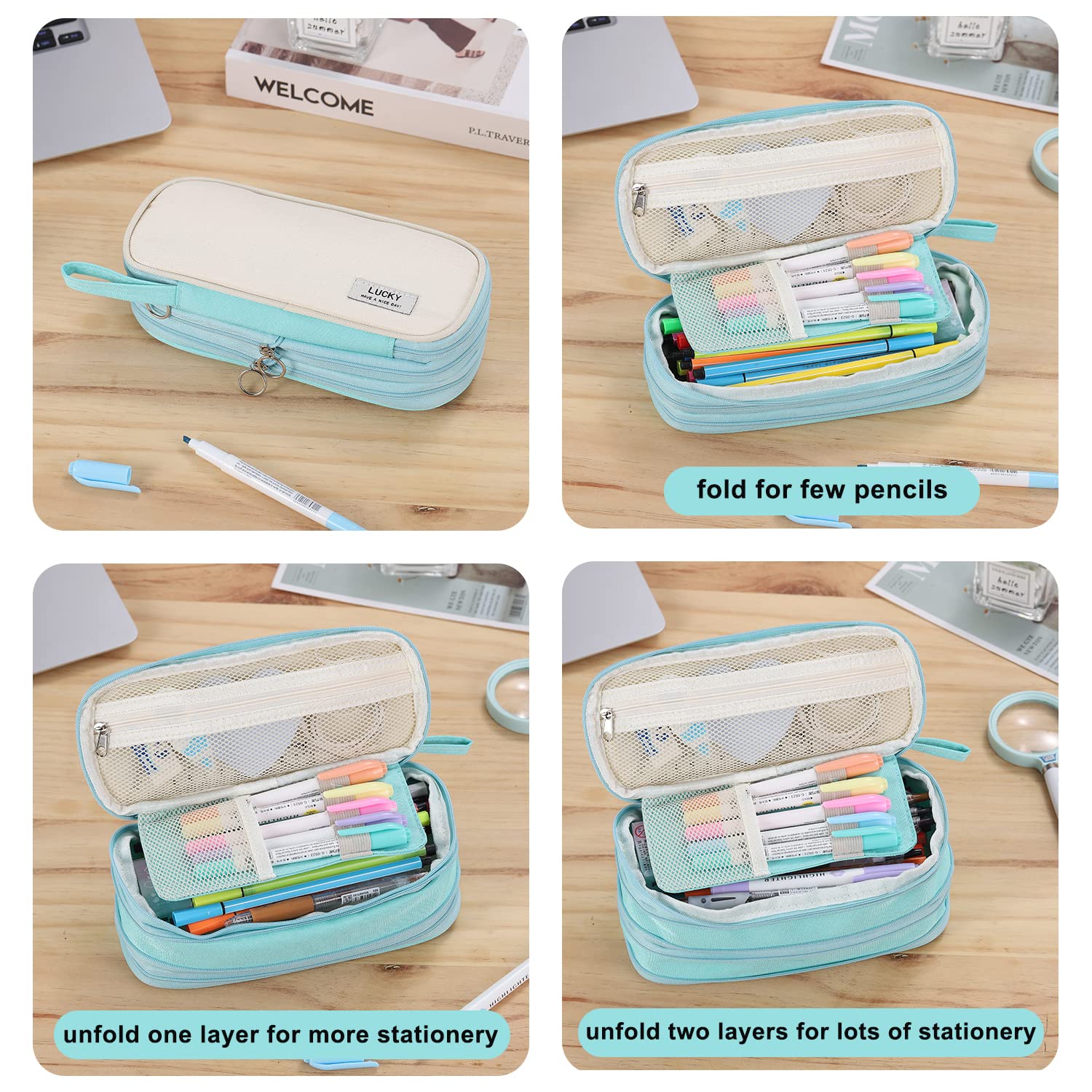 Large Pencil Case for School Zipper Pencil Pouch for Girls Teens Kids