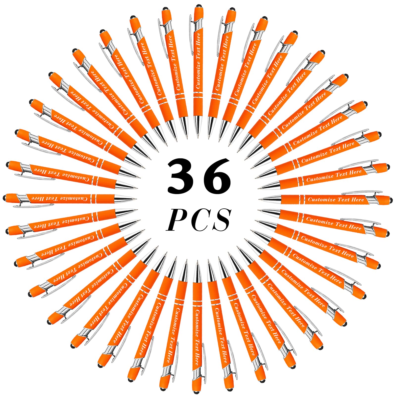 Personalized Pens Bulk with Stylus Tip 36 Pcs Custom Engraving Ballpoint Pens with Name Message