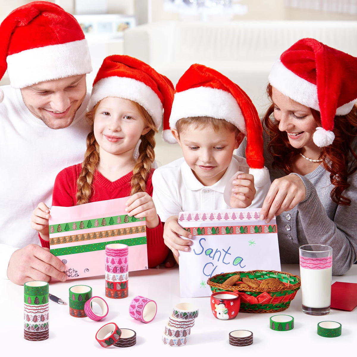 BkeeCten Christmas Tree Washi Tape - 12Pcs Sweet Dessert Gingerbread Scrapbook Washi Colored