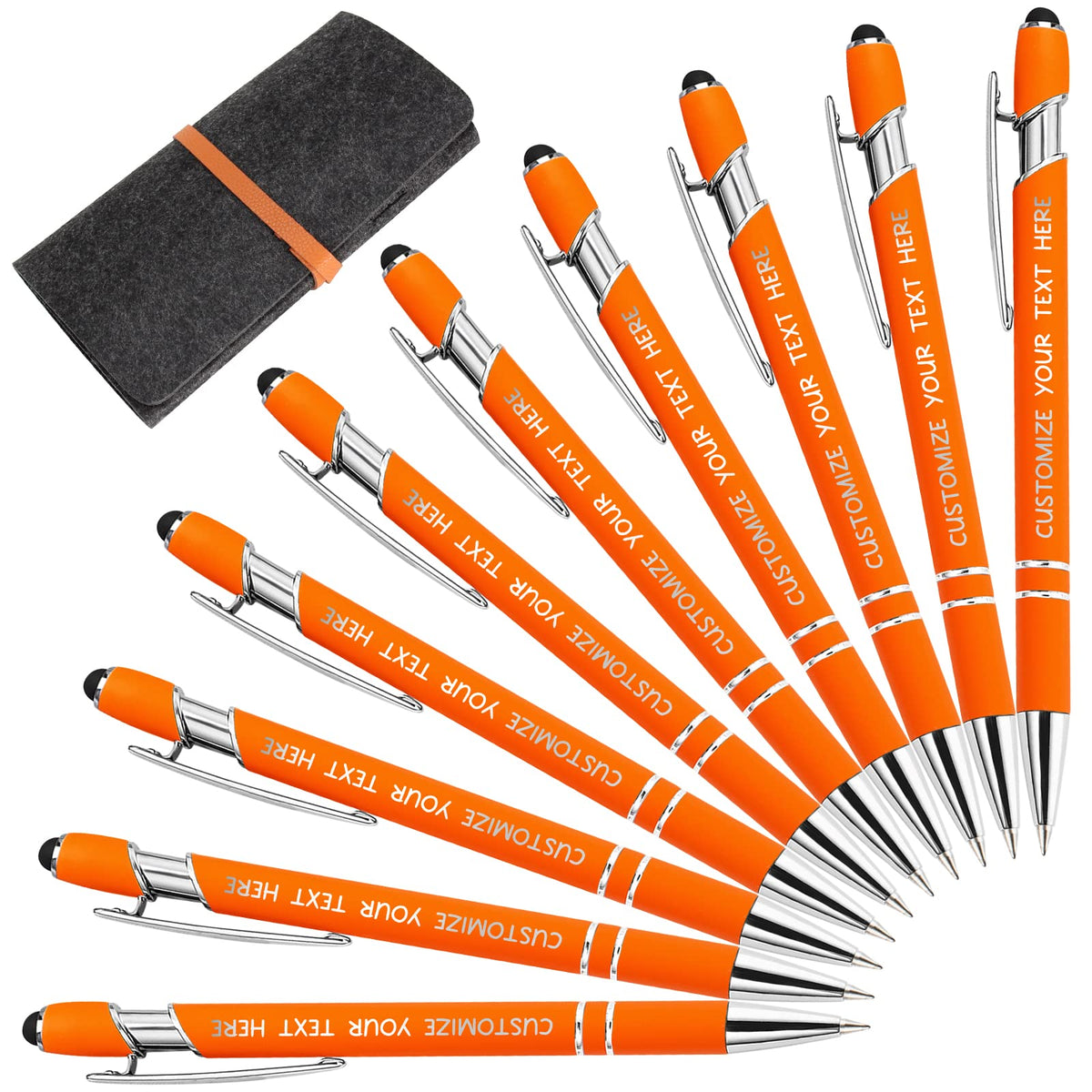 Yananka 12 Pcs Custom Pens with Stylus,Personalized Pens with Free Engraving,Customized Pens with