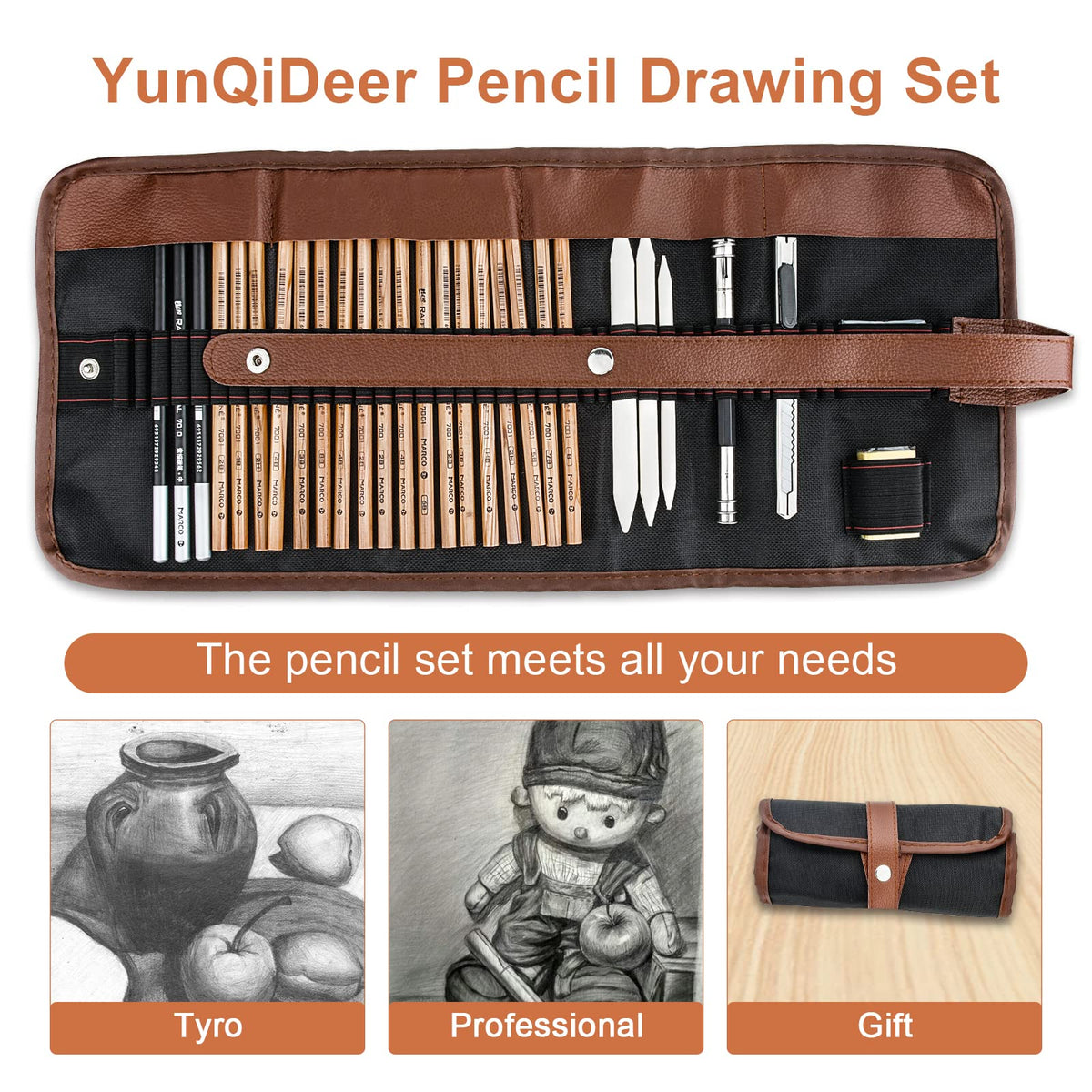 YunQiDeer Drawing Pencils Art Supplies for Beginners & Adults