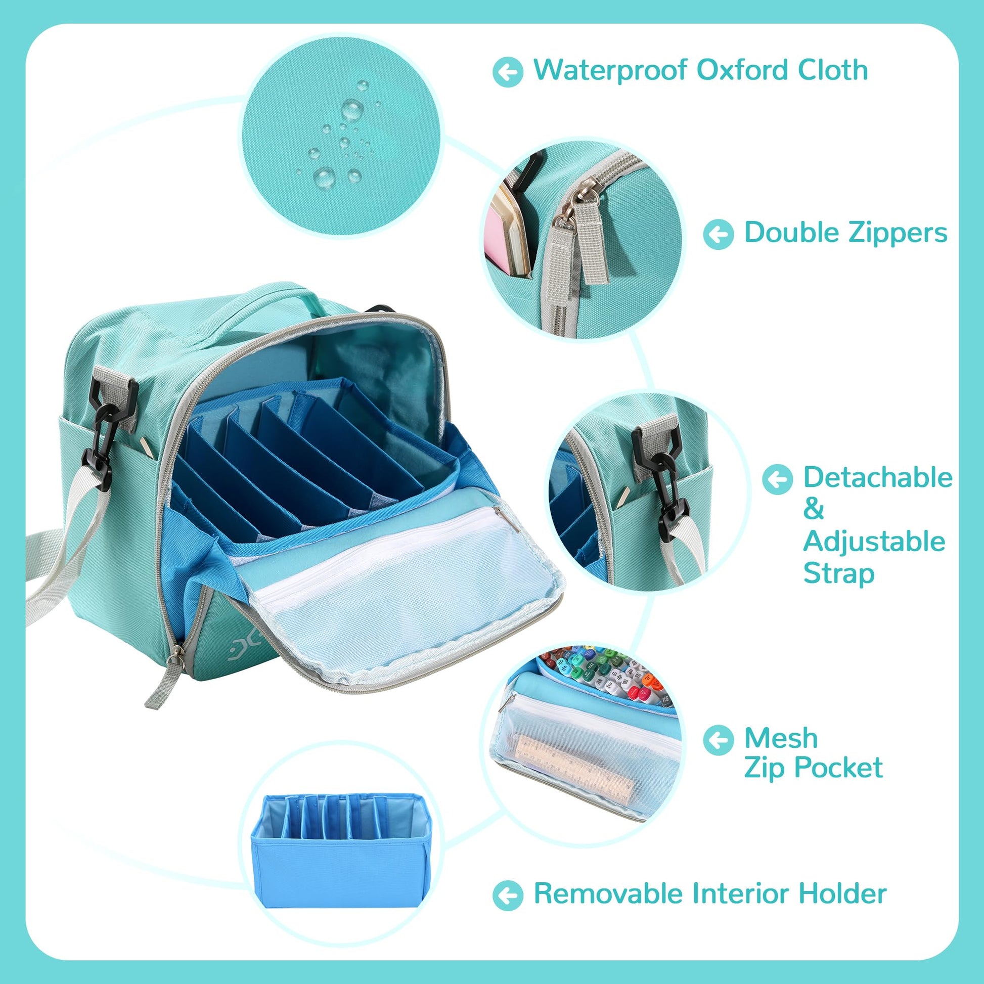 Togood Marker Organizer Bag - Large Storage Crossbody Tote for Marker Pens 130PCS+, Portable Art