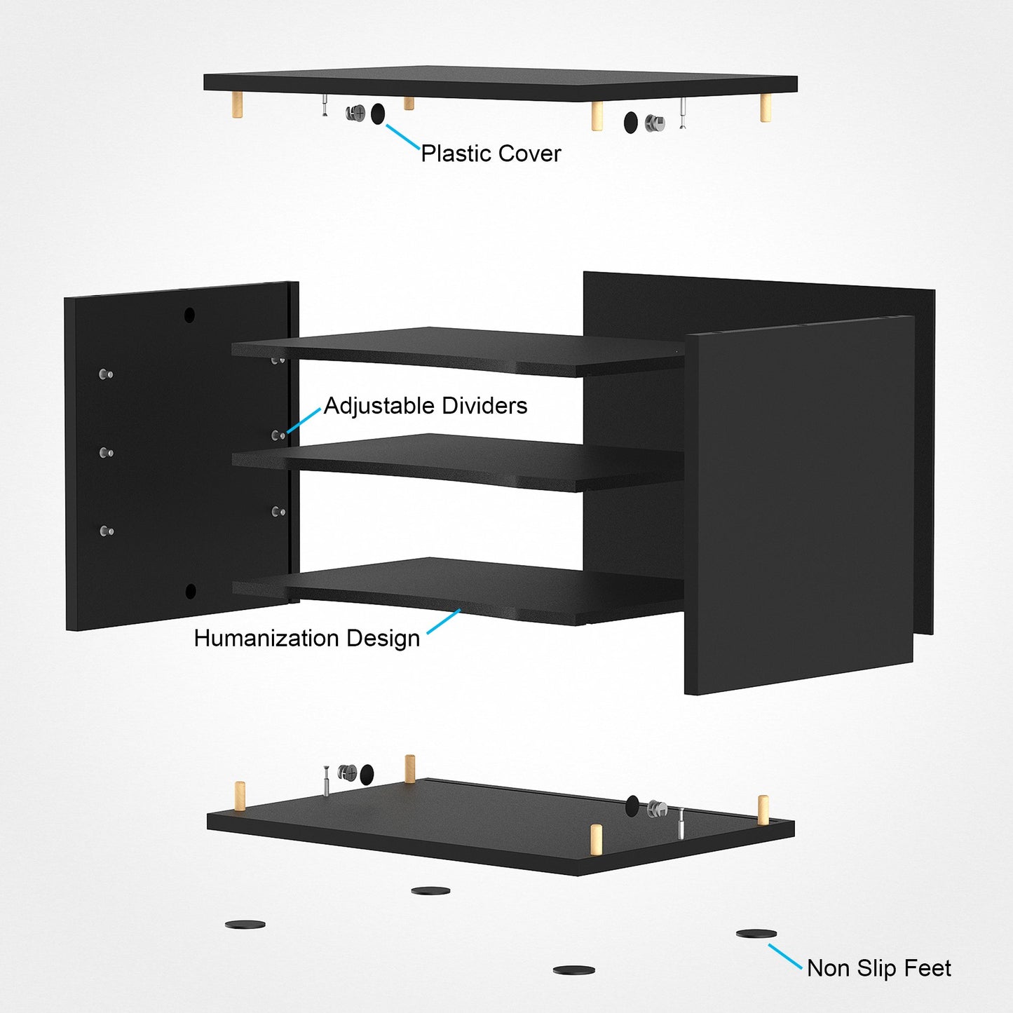 FITUEYES Wood Desk Paper Organizer for Home Office, Black