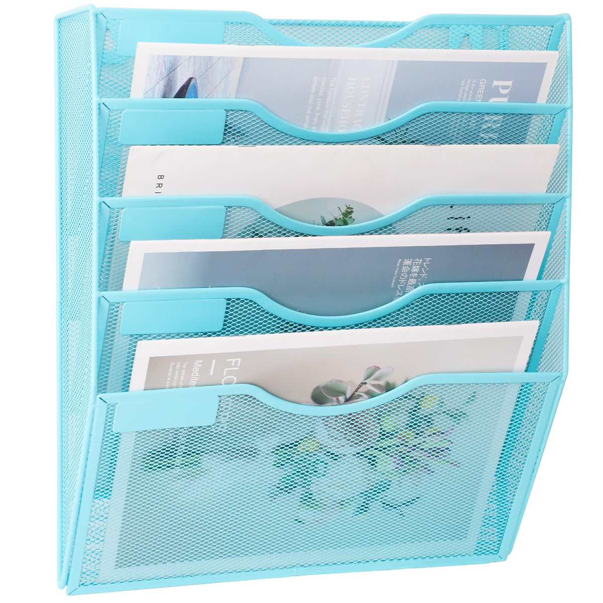 EASEPRES 5 Pocket Mesh Hanging Wall File Organizer, Wall Mounted Mail Paper Document Folder Holder