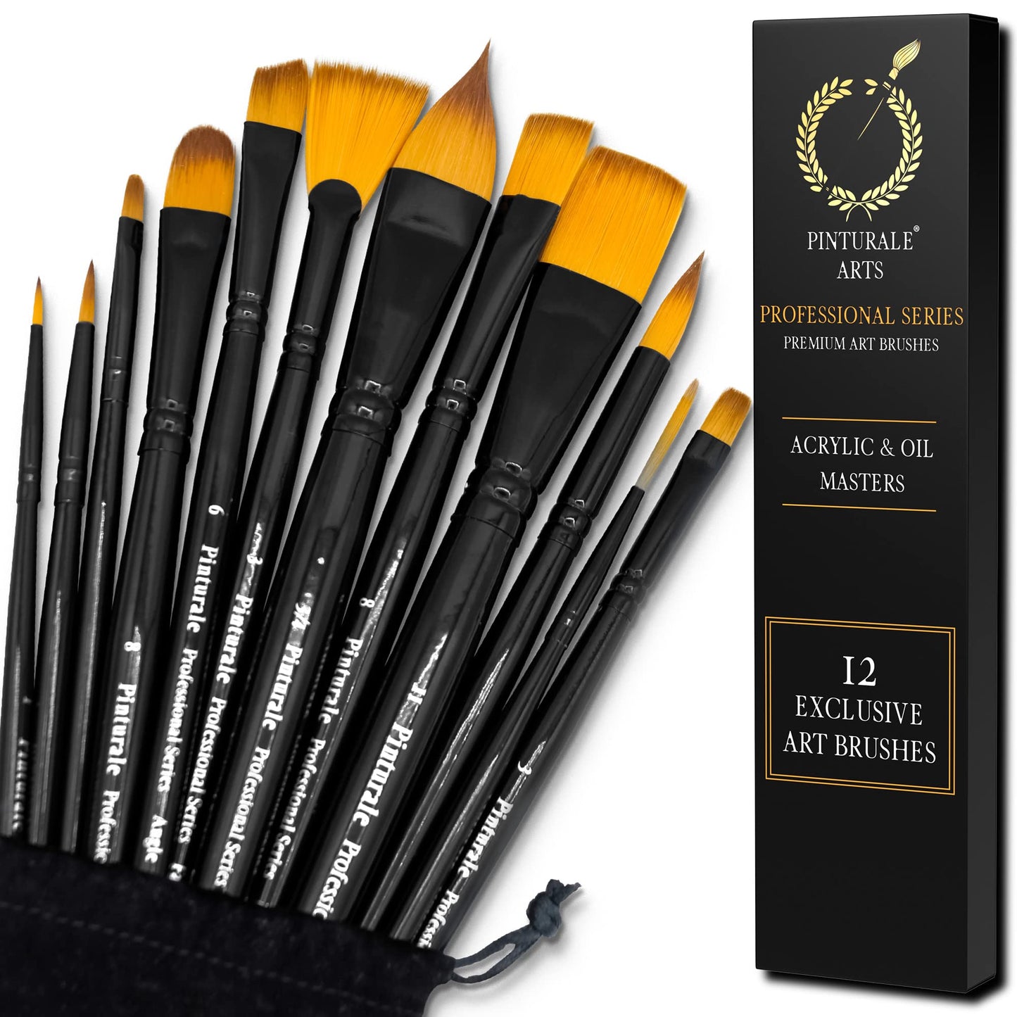 Pinturale Arts Set of 12 Acrylic Paint Brushes Professional | Acrylic & Oil Masters | Oil Painting
