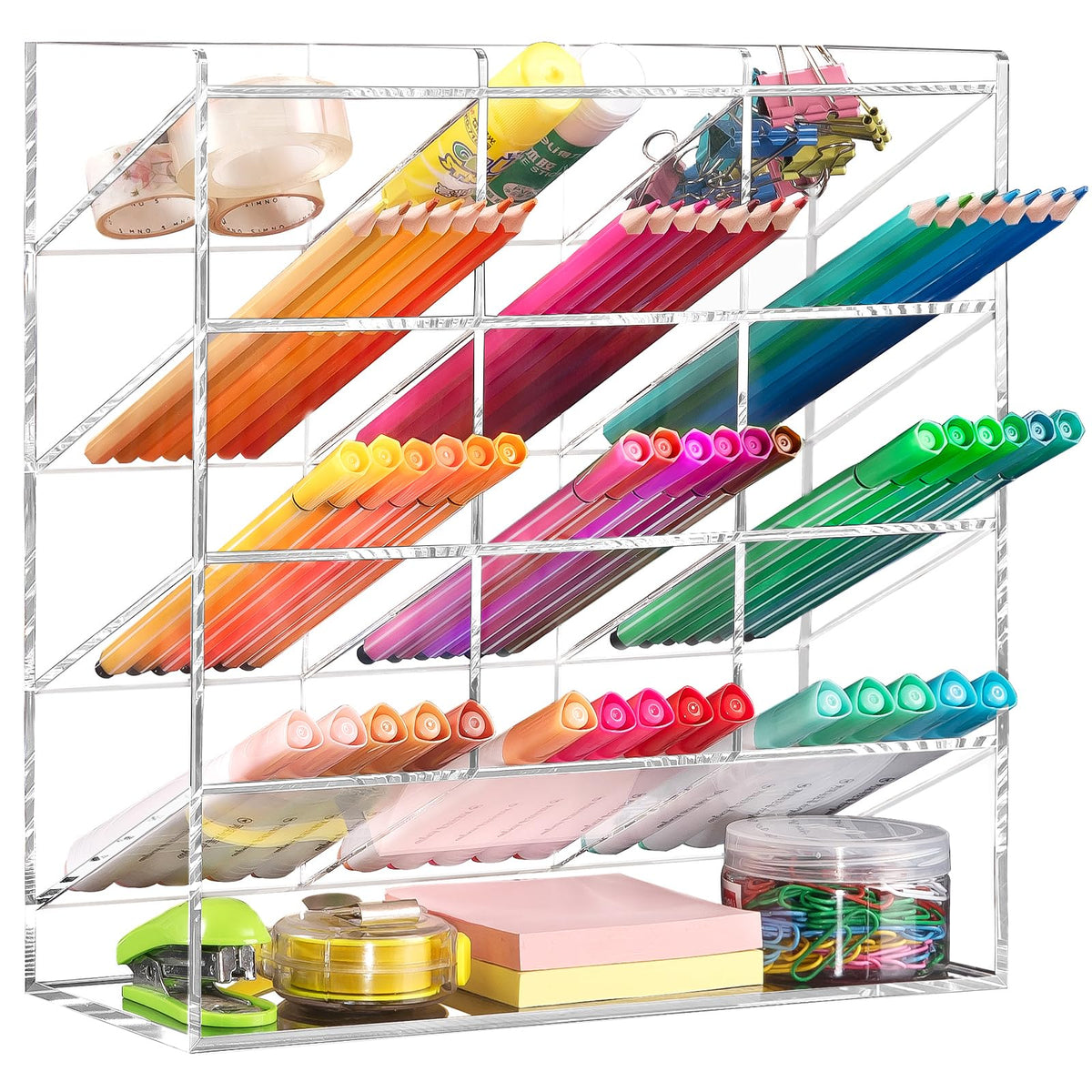 BEYGORM Acrylic Vertical Marker Organizer for 150 Markers, Desk Orgaizer