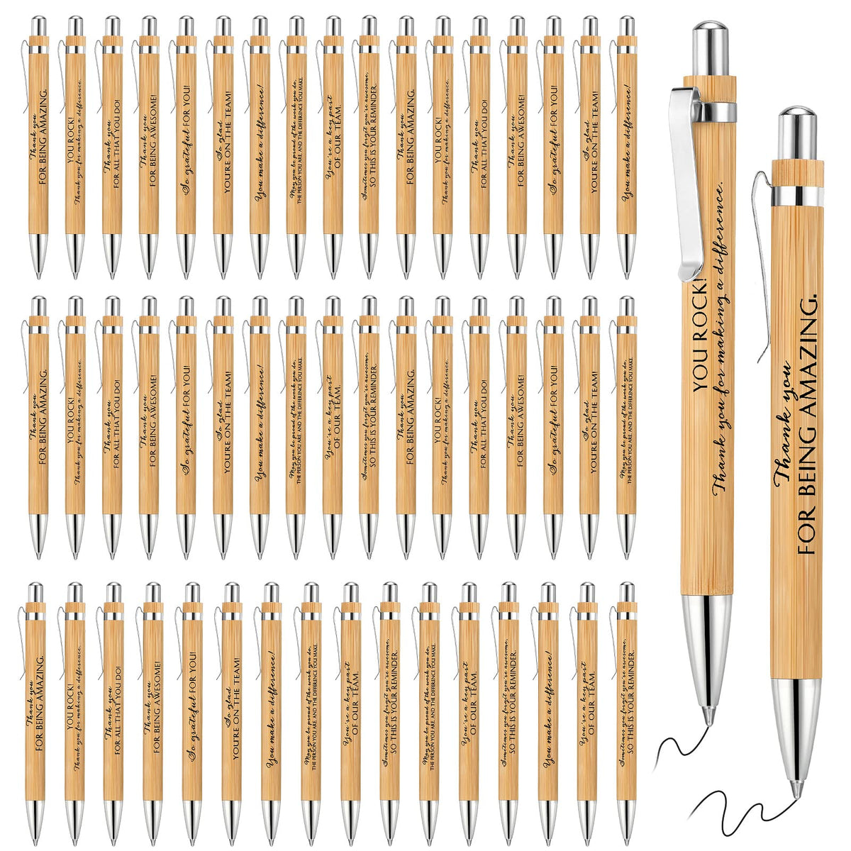 Fuutreo 50 Pcs Bamboo Pens Bulk Appreciation Gifts for Nurses Staff