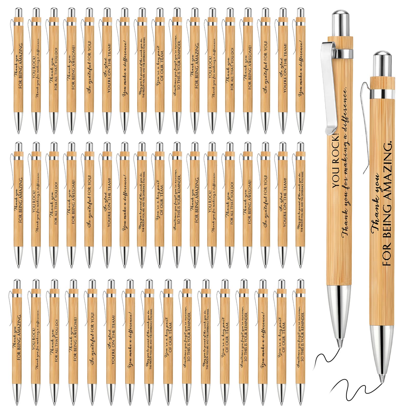 Fuutreo 80 Pcs Bamboo Pens Bulk Appreciation Gifts for Nurses Staff