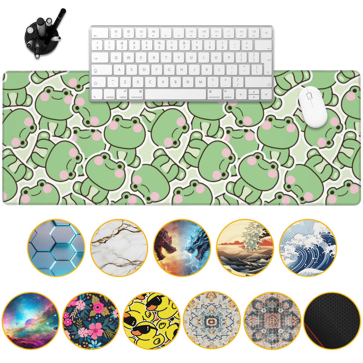 Uiaoiais Kawaii Frog Gaming Mouse Pad,Green Cute Desk Mat,31.5""X15.7"" Large Desk Pad with