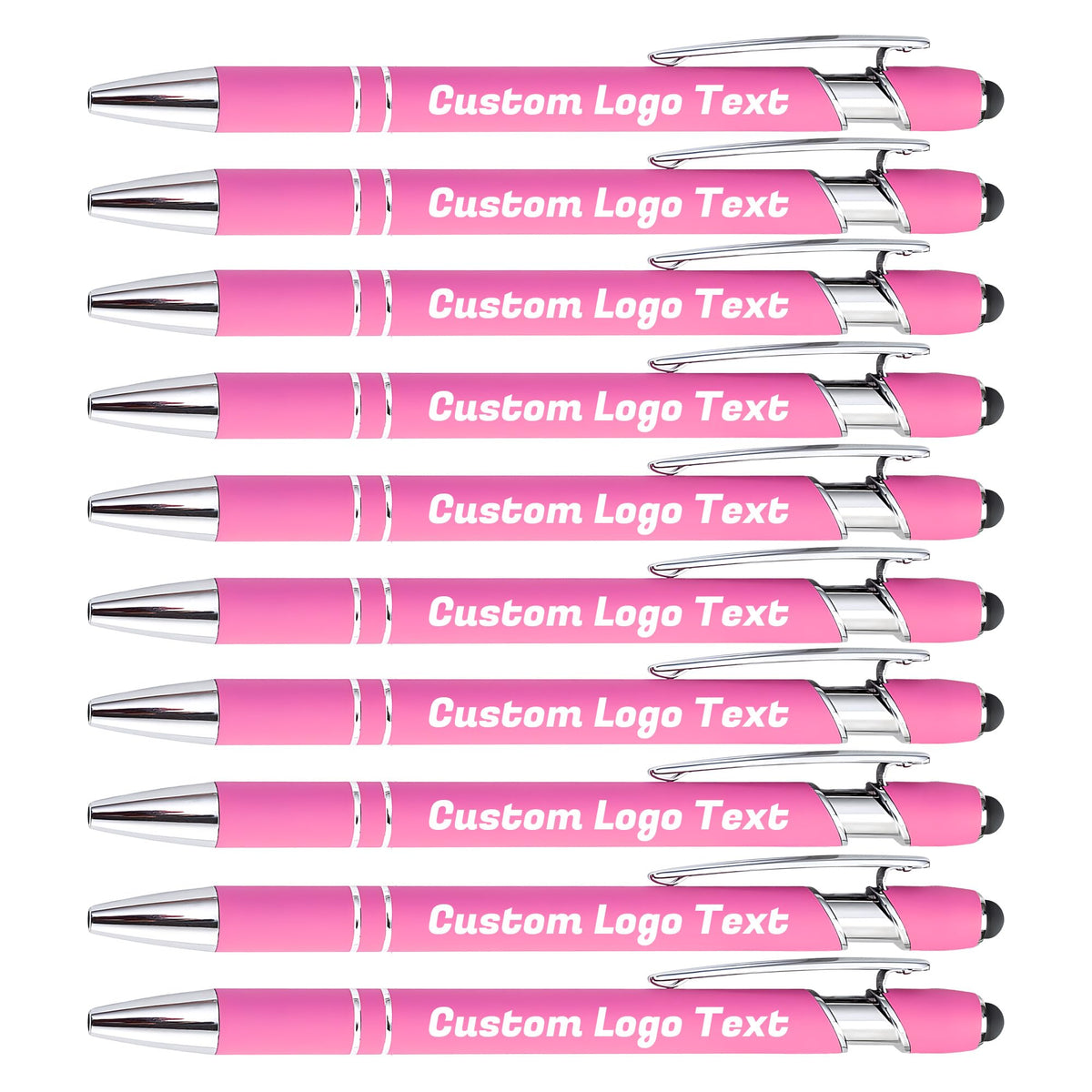 HEYZARDA Custom Pens Ballpoint with Stylus for Events, Pink, 10 Pcs