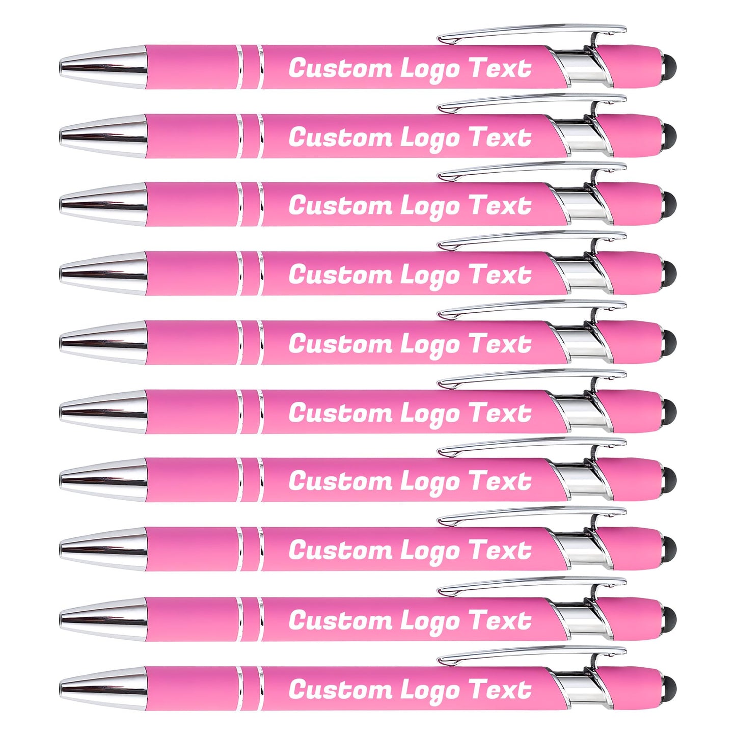 HEYZARDA Custom Pens Ballpoint with Stylus for Events, Pink, 50 Pcs
