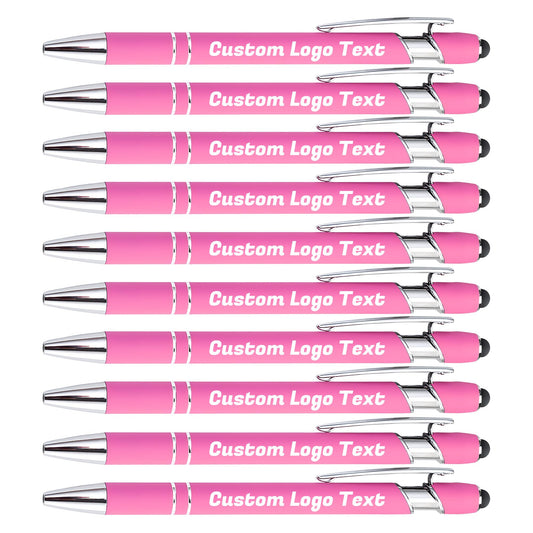 HEYZARDA Custom Pens Ballpoint with Stylus for Events, Pink, 20 Pcs