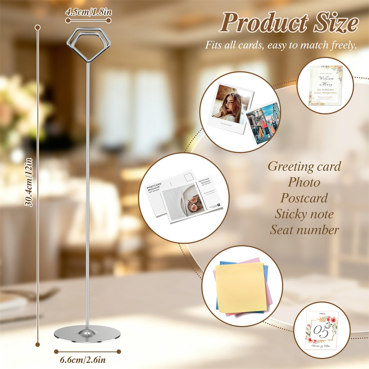 Urban Deco 16PK Table Number Holders 12 Inches Place Card Holder Metal Table Card Holders, Picture