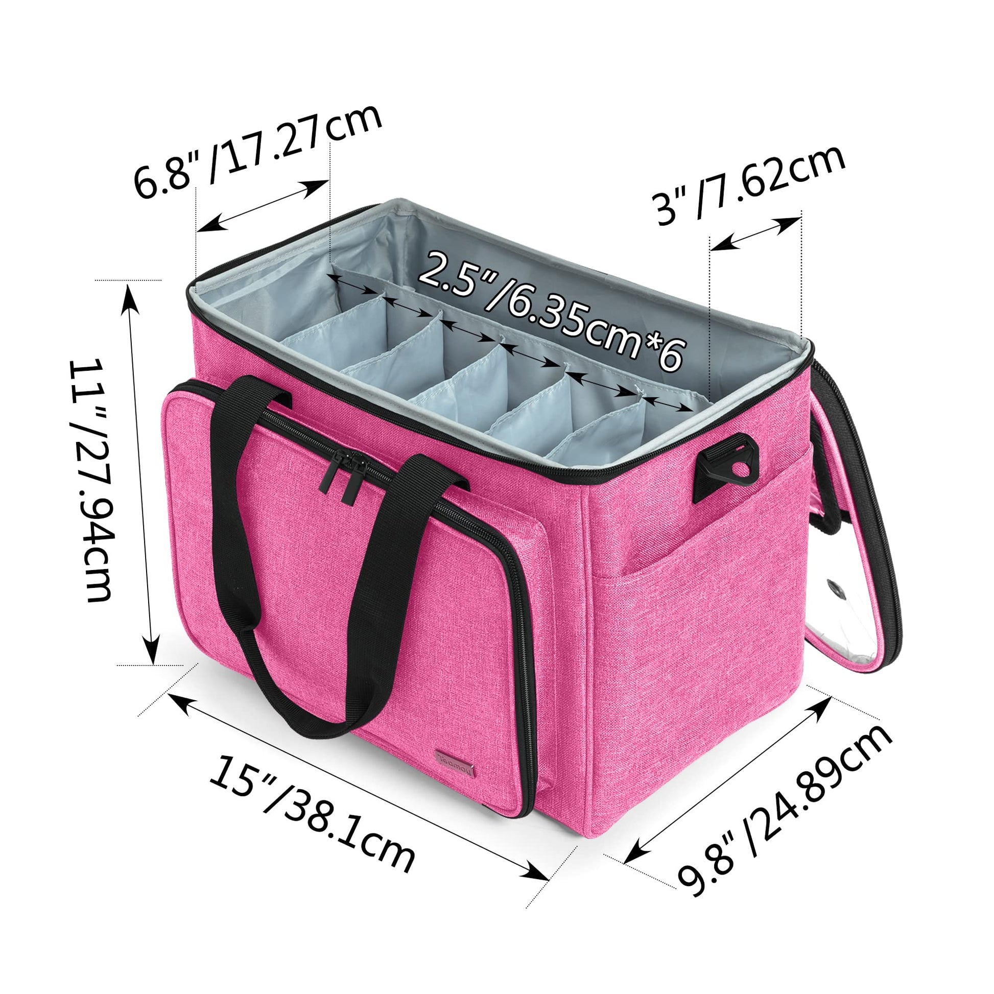 Teamoy Knitting Bag, Yarn Storage Organizer Crochet Bag Tote, Pink