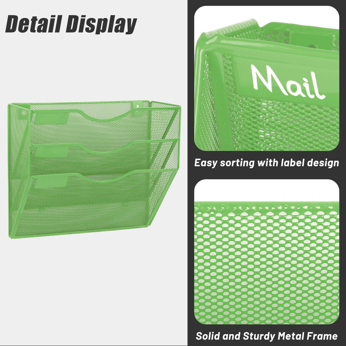 EASEPRES 3 Pocket Mesh Hanging Wall File Organizer, Wall Mounted Mail Paper Document Folder Holder