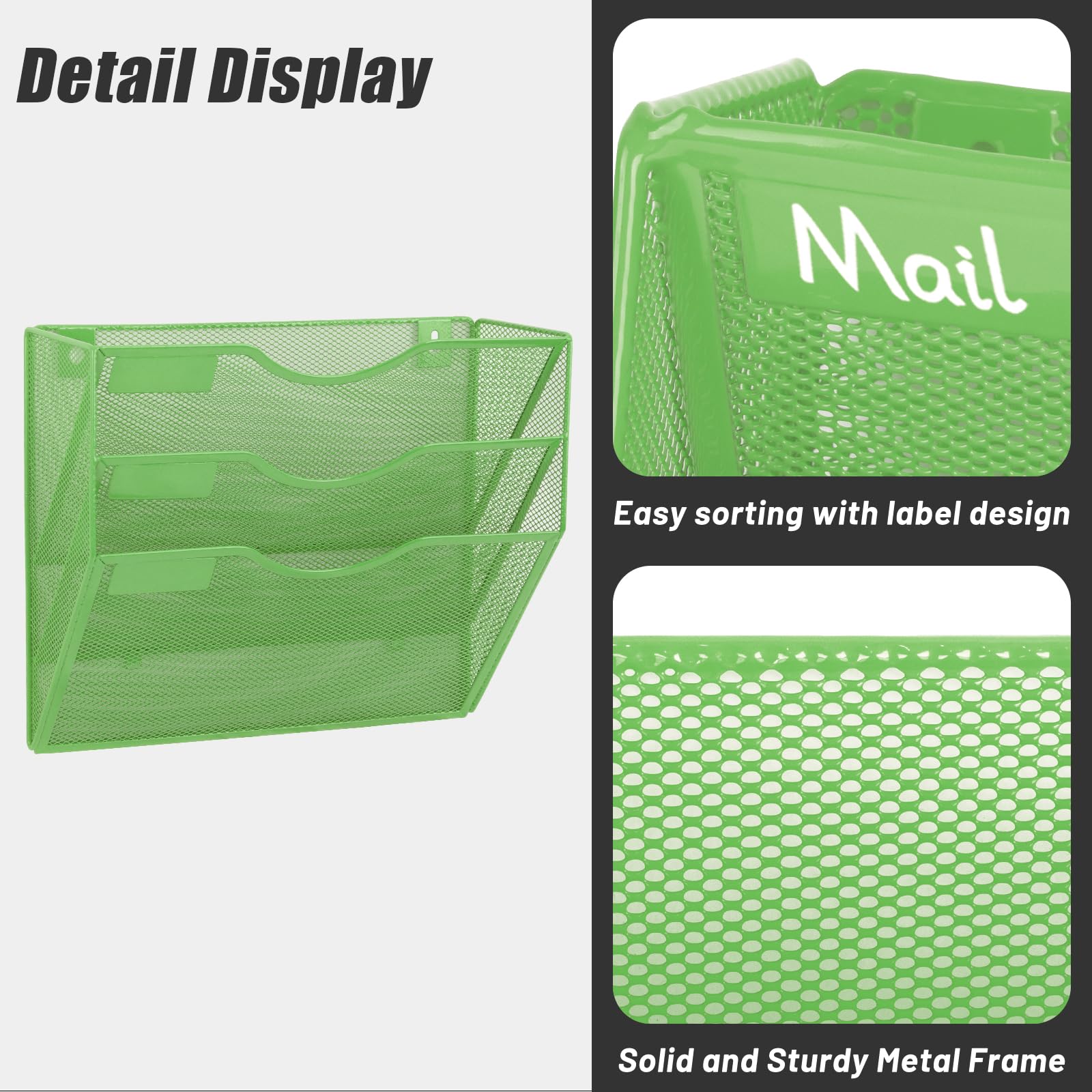 EASEPRES 3 Pocket Mesh Hanging Wall File Organizer, Wall Mounted Mail Paper Document Folder Holder