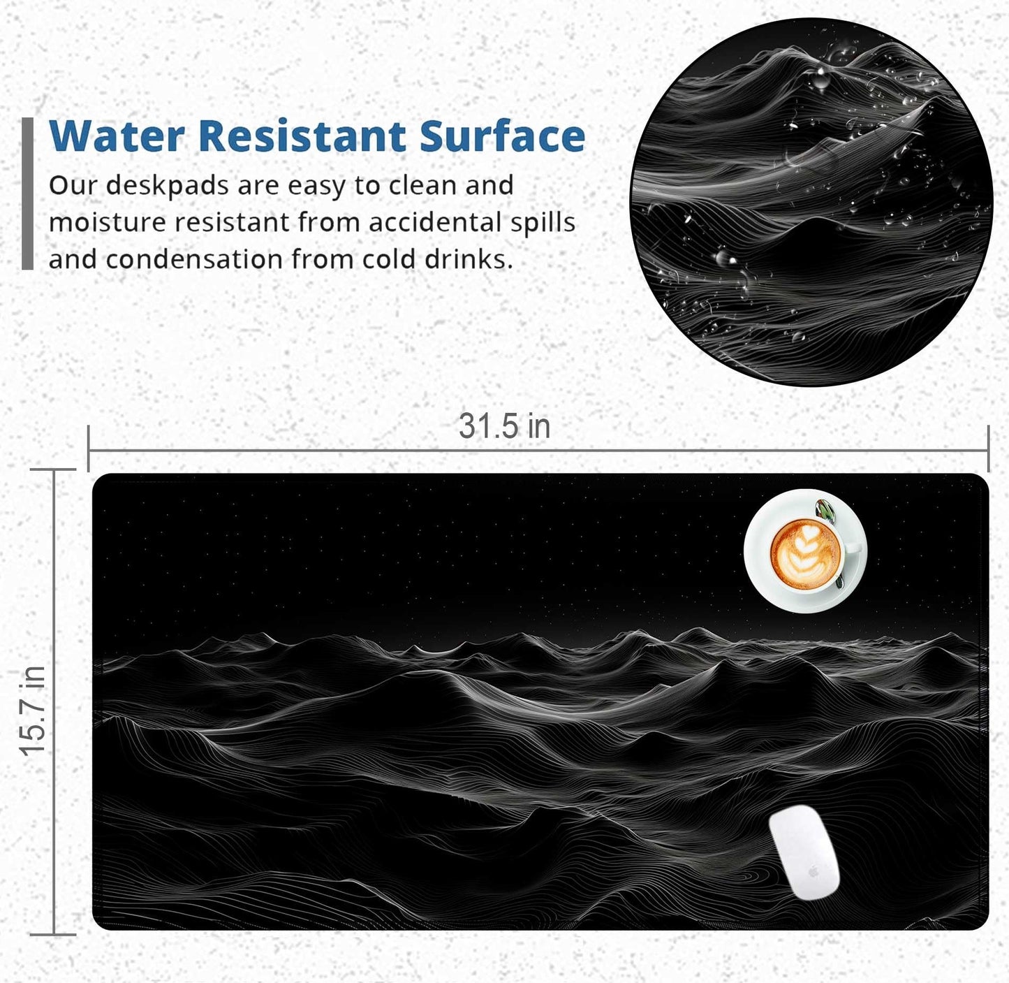 Large Extended Gaming Mouse Pad with Stitched Edges,Black 3D Design XL Desk Pad Mouse Pads for