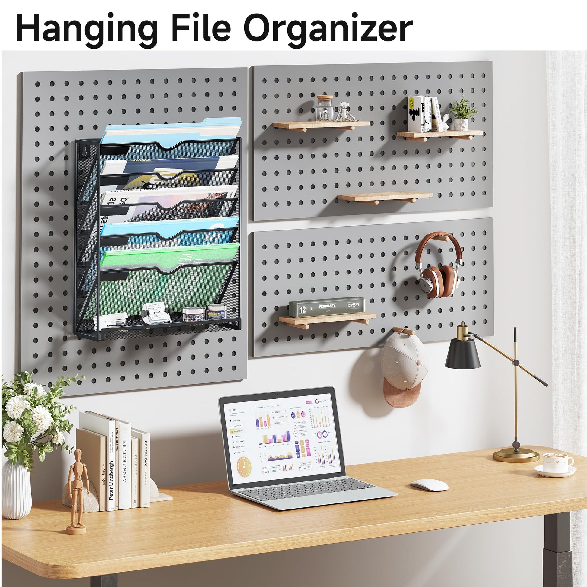 Lavatino 6-Tier Mesh Hanging Wall File Organizer with Hooks – No Installation Needed, Paper Mail