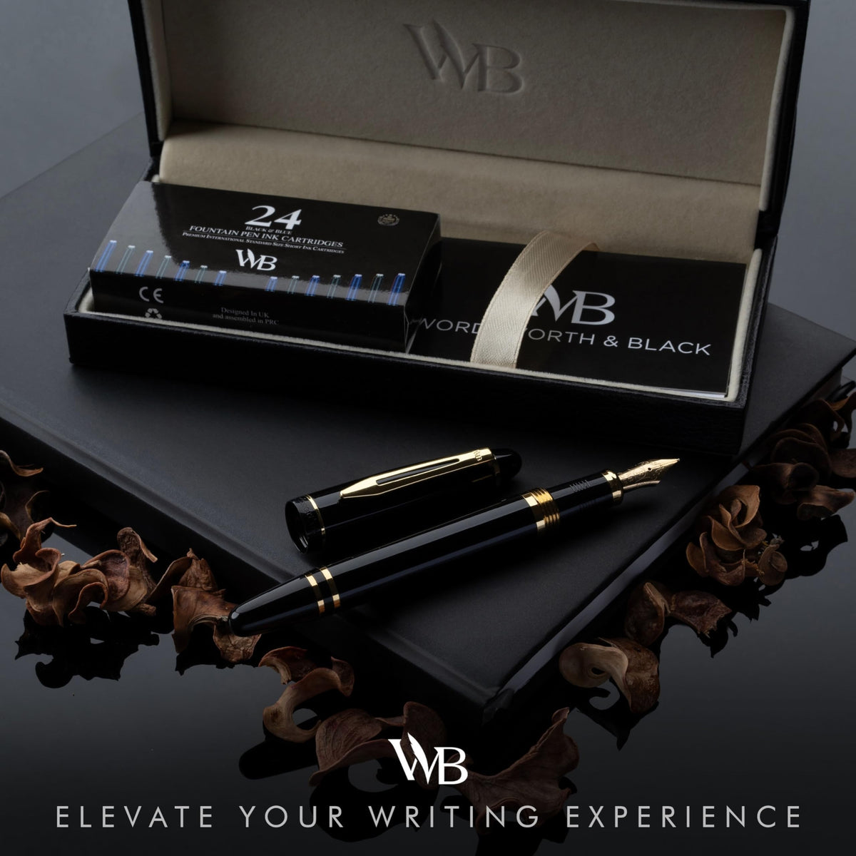 Wordsworth & Black Majesti Fountain Pen Set for Writing, Fine Nib