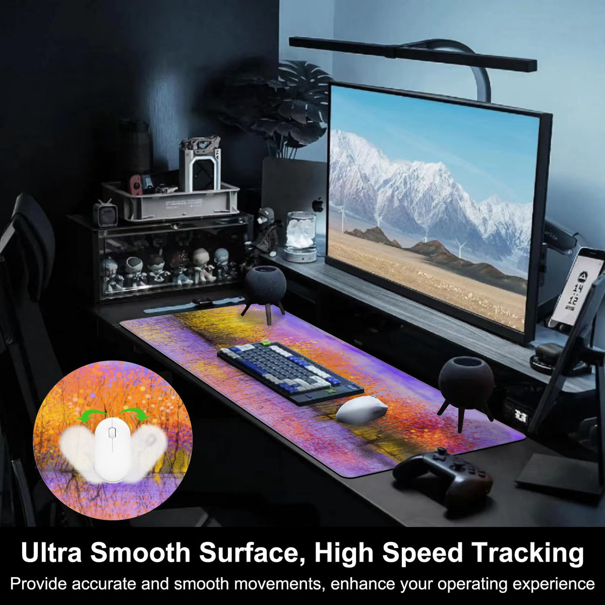 Mouse Pad, Large Colorful Autumn Trees Desk Mat, Extended Non-Slip Gaming Keyboard Mousepad Desk