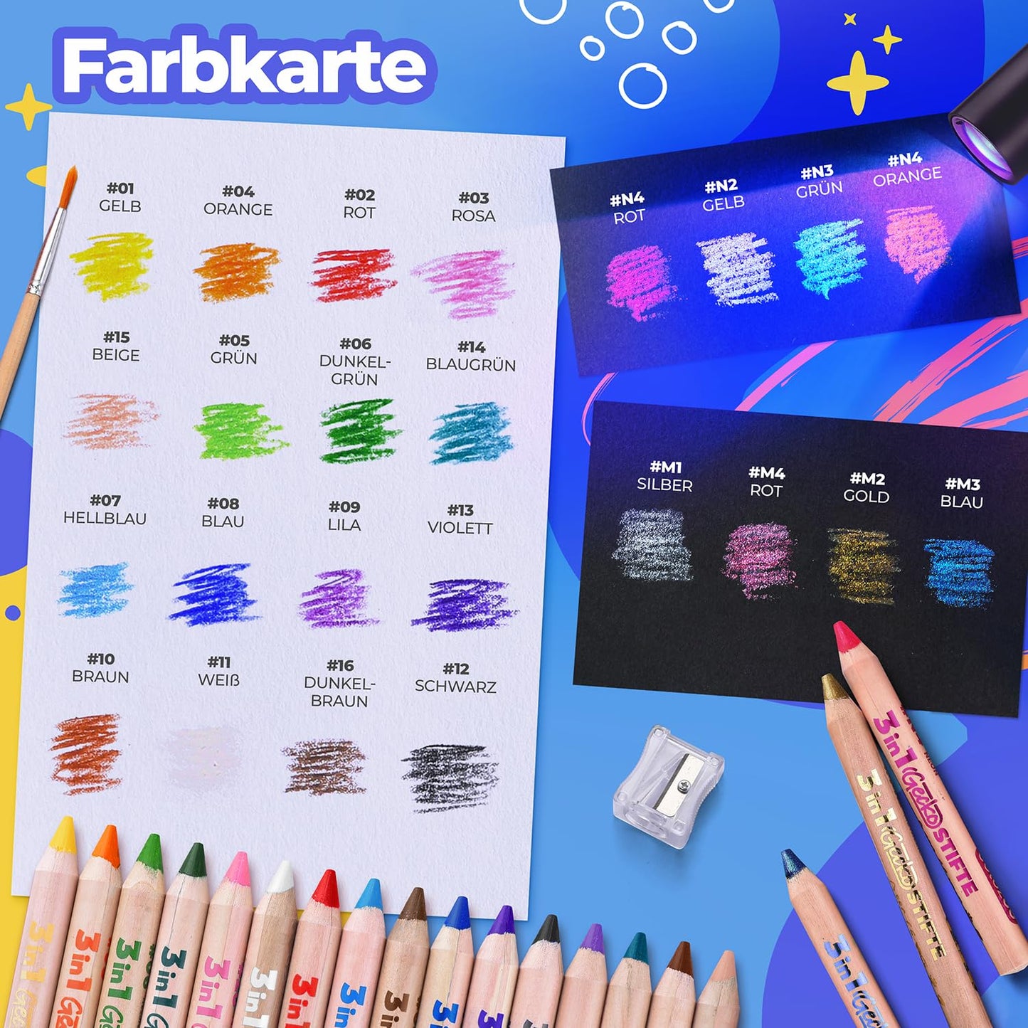 colozoo 3 In 1 Color Pencil Set for Kids -24 Colored Pencil for Toddlers. Fat Coloring Pencils with
