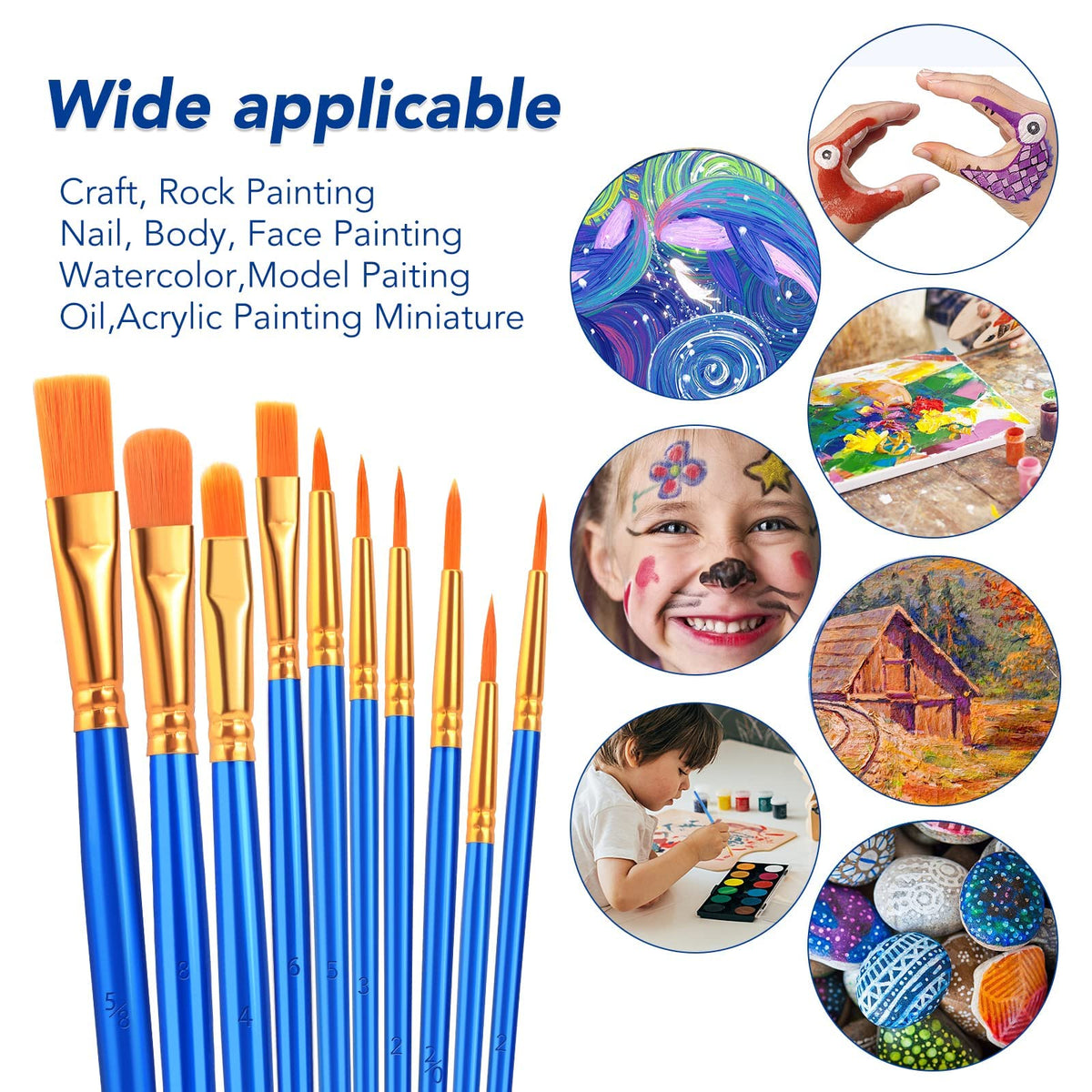 ESRICH 160PCS Paint Brushes, Paint Brush for Acrylic Painting
