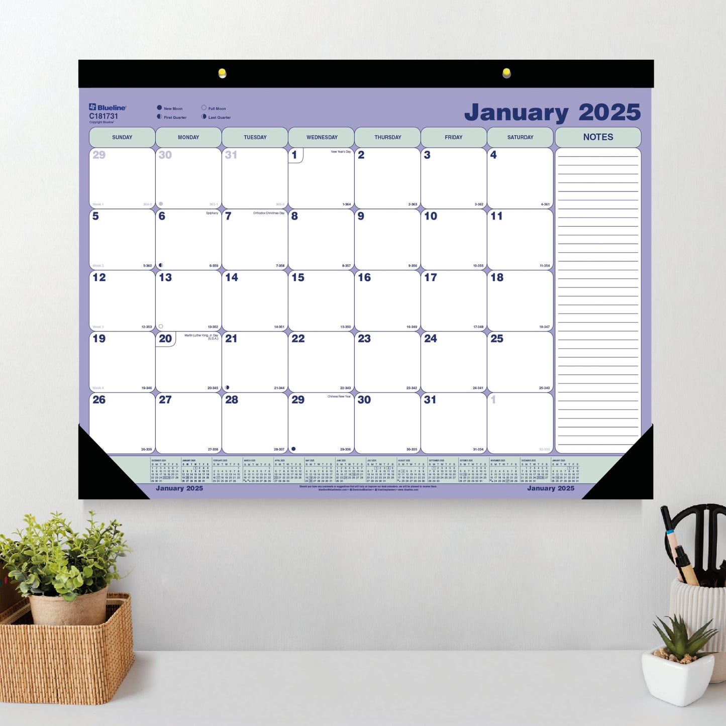 Blueline® 2025 Monthly Desk Pad Calendar, 12 Months, January to December, 21.25" x 16" (C181731-25)