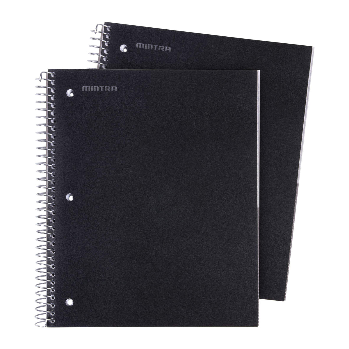 Mintra Office Durable Spiral Notebooks, 3 Subject (Black, Wide Ruled 2pk)