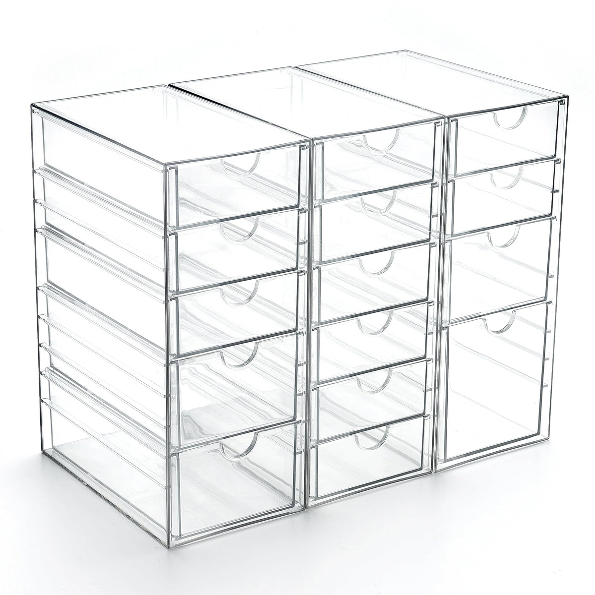 Prsildan 15 Drawers Teacher Toolbox Acrylic Containers, Set of 3