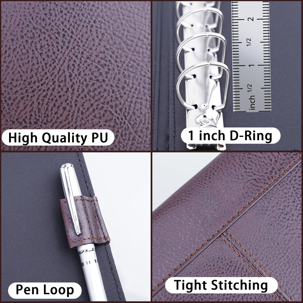 Antner 7 Ring Business Checkbook Binder for Business Checks, 600 Checks Capacity, PU Leather Check