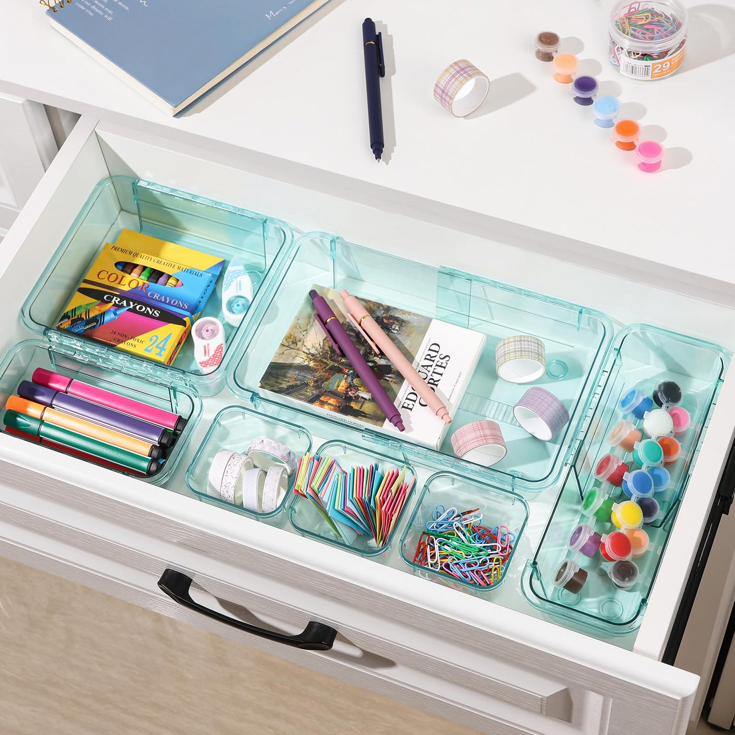 25 Pcs Clear Drawer Organizer, Adjustable Drawer Storage Box, 3-Size Desk Drawer Organizer, Acrylic