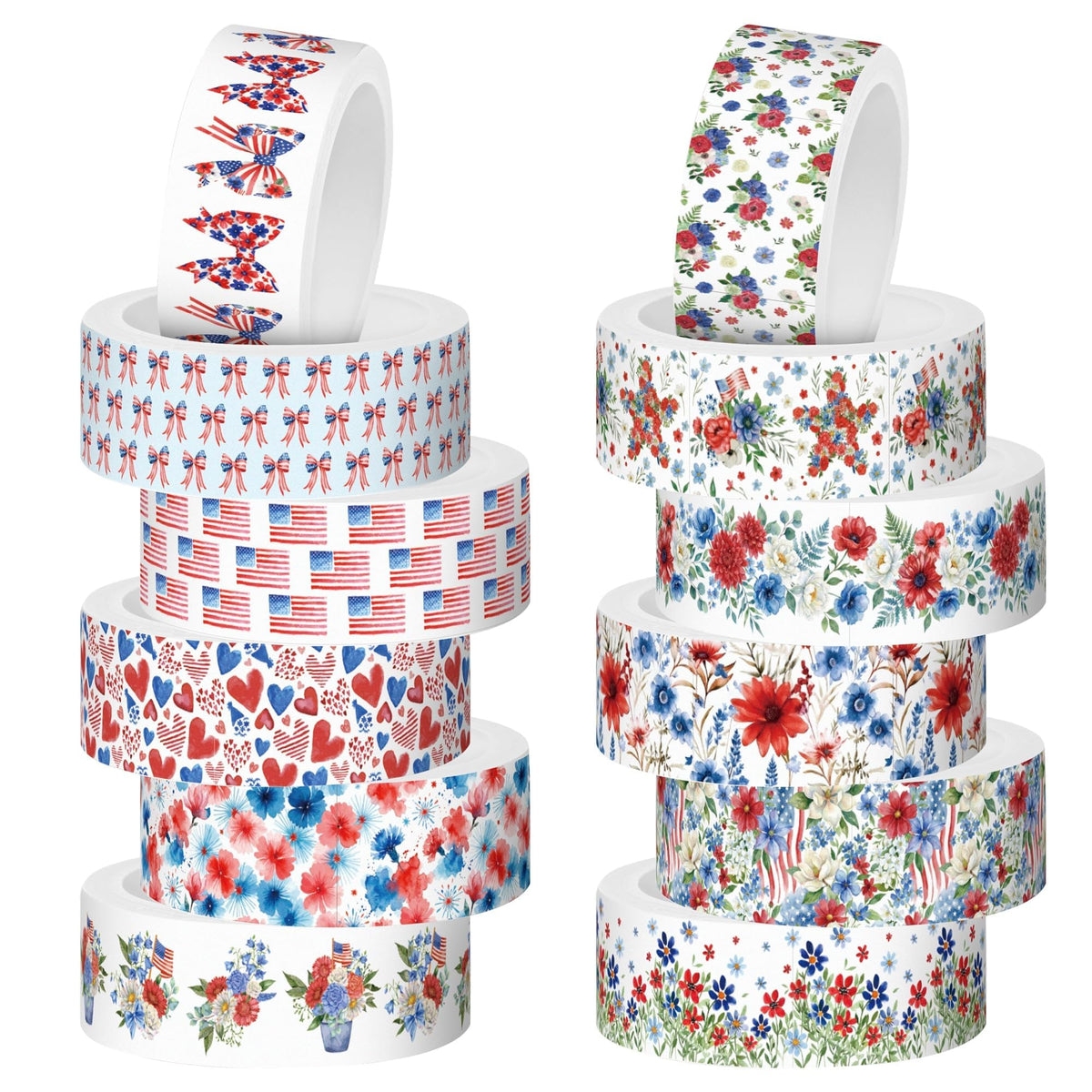 BkeeCten Patriotic Flower Washi Tape Strong Adhesion for Gift Wrapping
