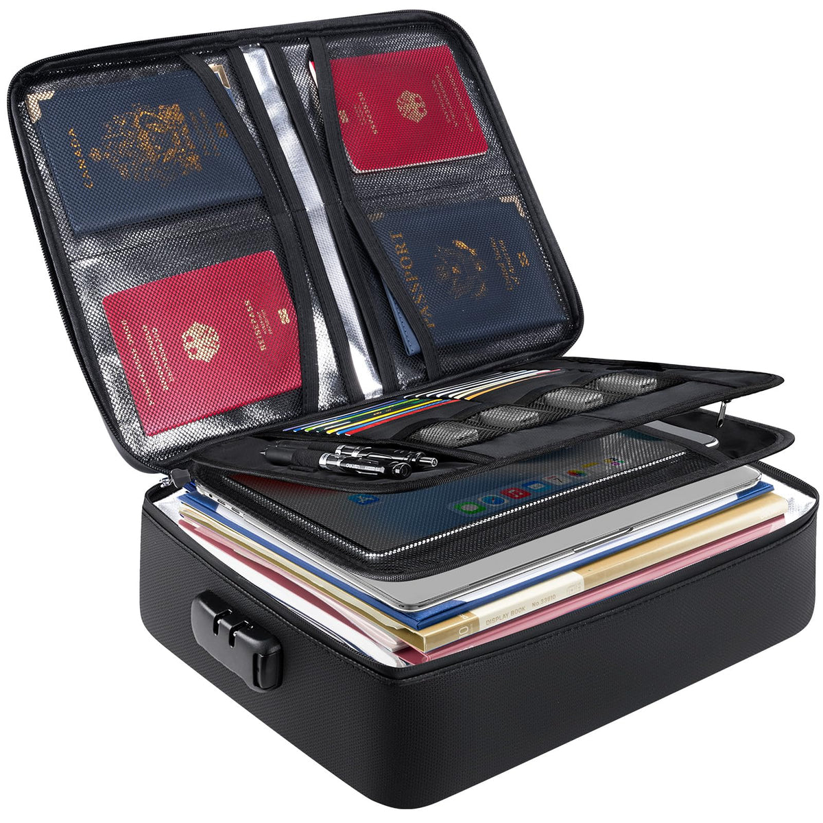 BALEINE Fireproof Document Box with Lock, Waterproof Fire Safe File Bag
