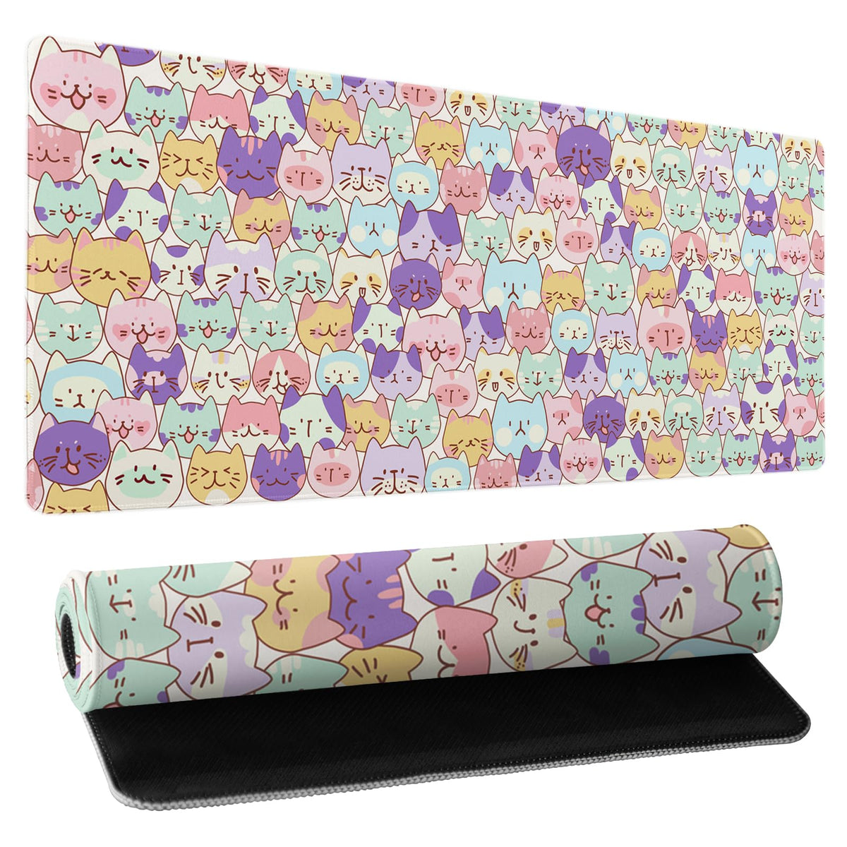 Cute Cat Mouse Pad XXL Large 35.4"x15.8" Extended Gaming Mousepad Kawaii Cat Mouse Mat for Women
