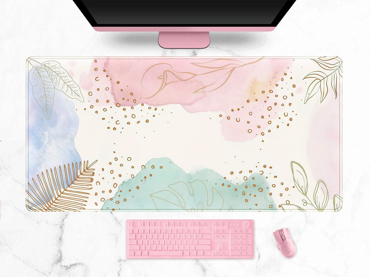 Boho Pastel Painting Mouse Pads, Abstract Mousepad XXL,Extended Mouse Pad for Keyboard & Wireless