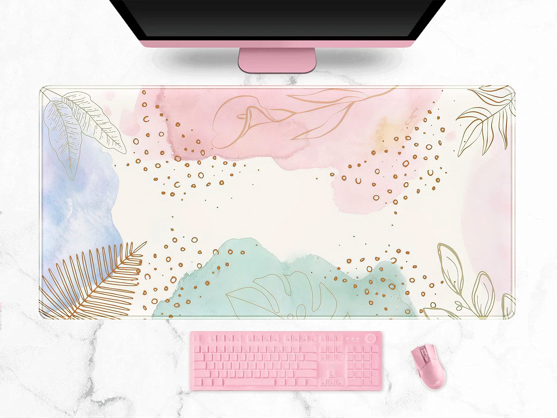 Boho Pastel Painting Mouse Pads, Abstract Mousepad XXL,Extended Mouse Pad for Keyboard & Wireless