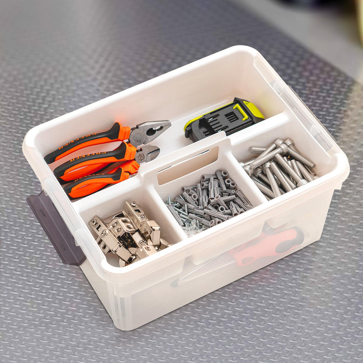 Citylife 17 QT Clear Craft Organizers and Storage Box with Handled Tray