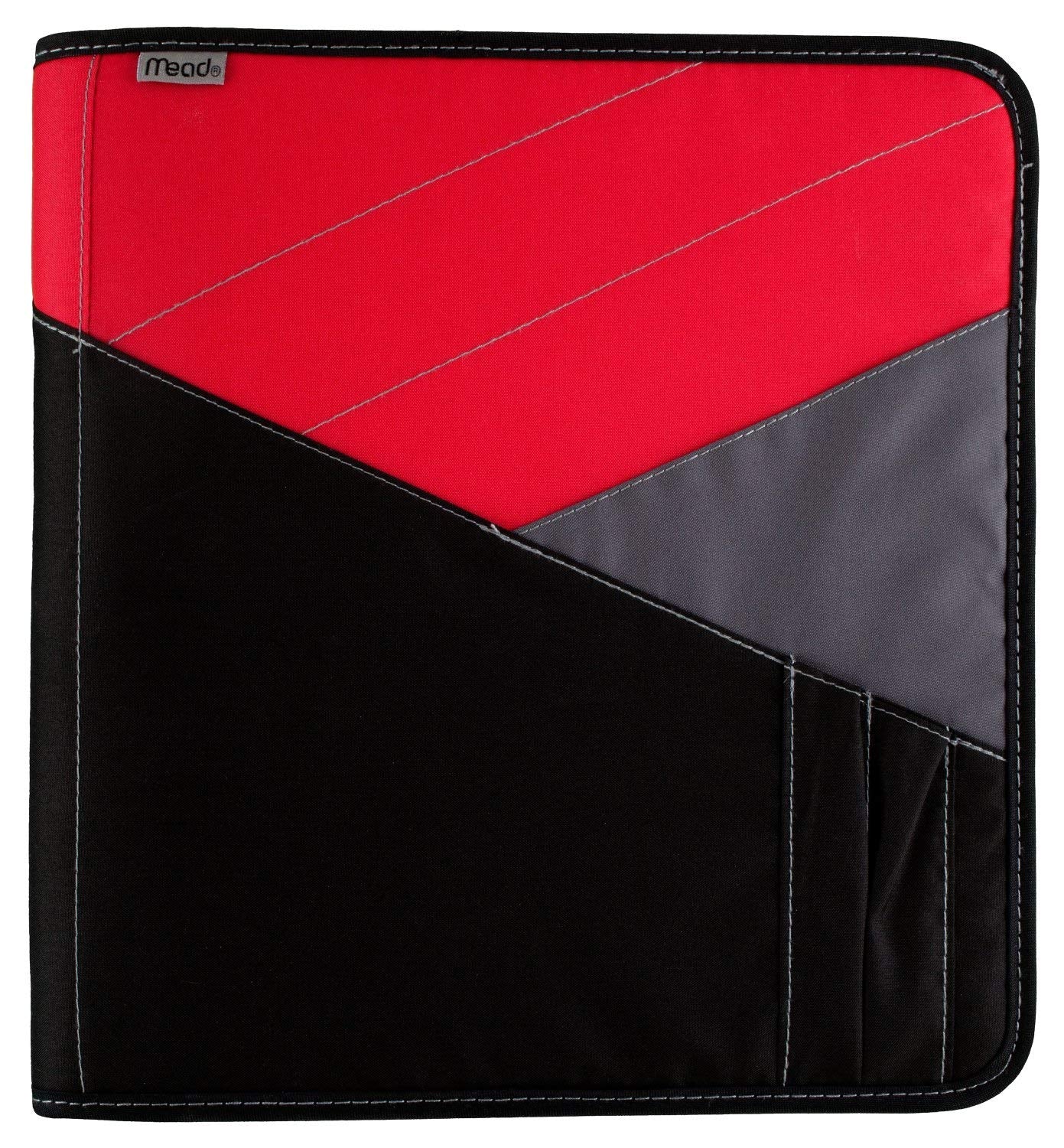 Mead Zipper Binder with Expanding File, 3 Ring Binder, 1-1/2", Red (72196)