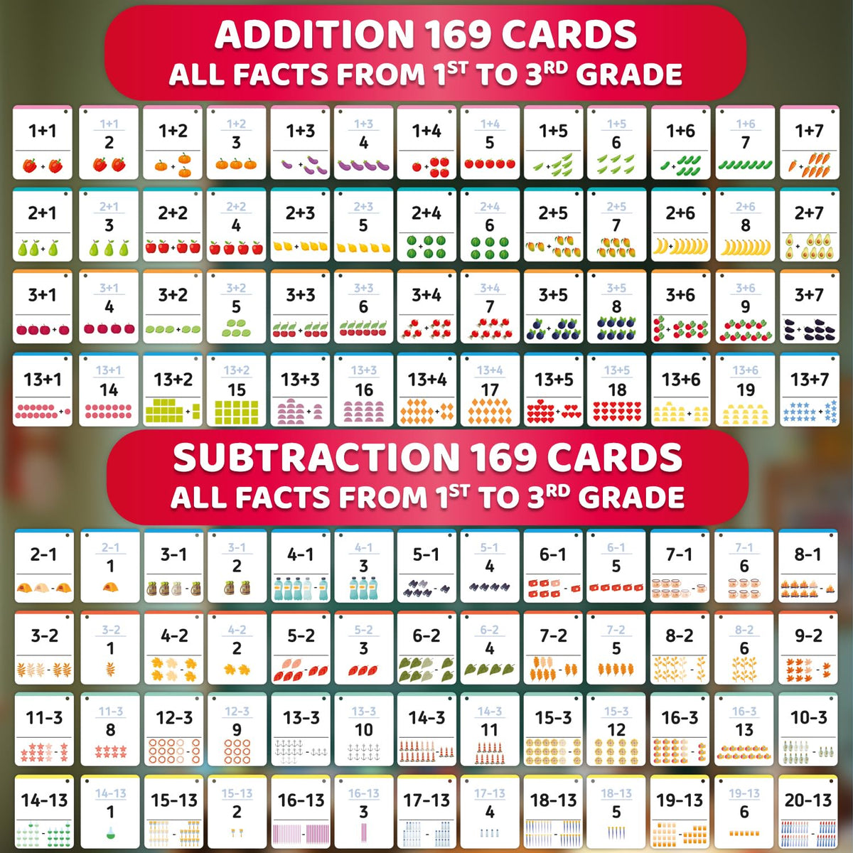 Math Flash Cards for Kids Ages 4-8 - Math Games 1st to 3rd Grade