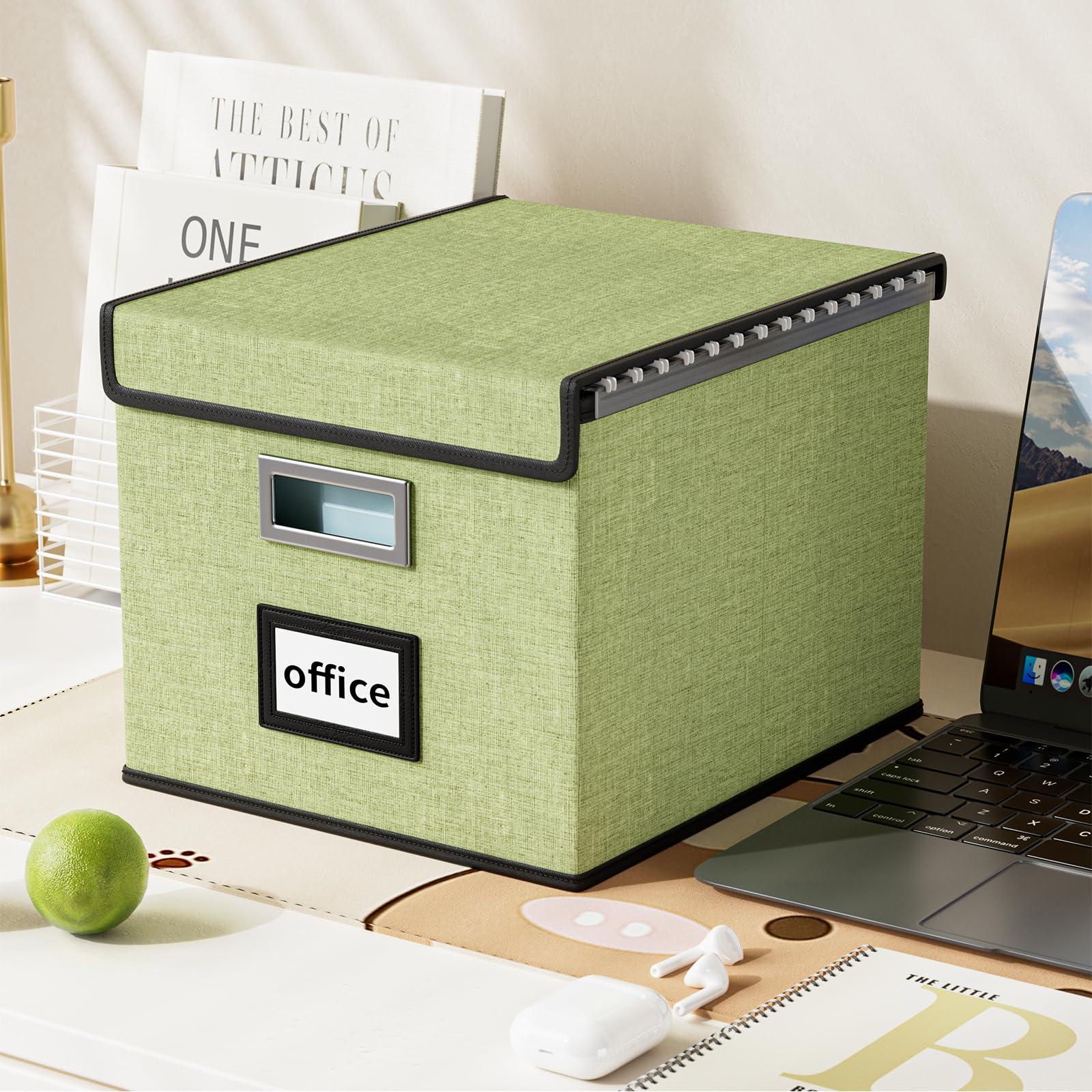 Huolewa File Organizer Box with Lids, Collapsible File Folder Organizer