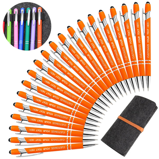 Yananka 24 Custom Pens with Stylus, Personalized Pens with Business Name or Graduation Message