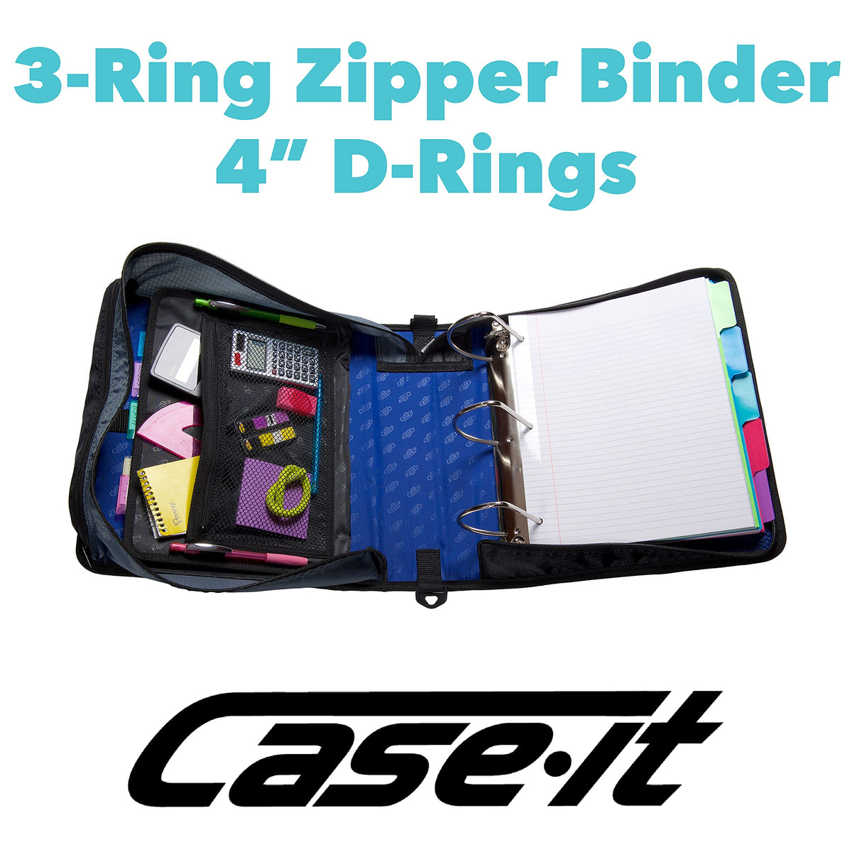 Case-it King Size 3-Ring Binder | 4-Inch Capacity | D-186 Blue