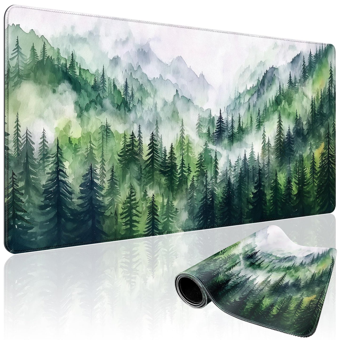 Mcapirivo Misty Forest Mountain Gaming Mouse Pad Desk Mat 31.5"x15.7"