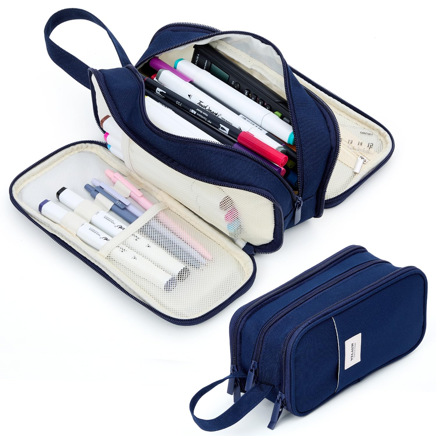 VELAUN Pencil Case Pouch, Large Capacity Pencil Box Bag, Aesthetic Pen Organizer for School